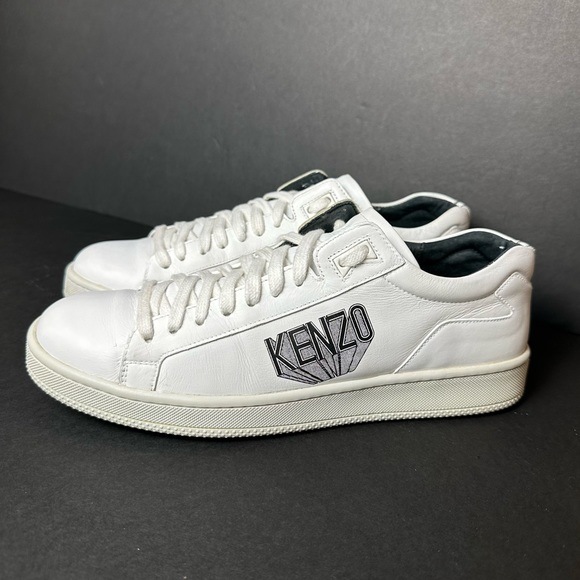Authentic Men's Kenzo Paris Leather Trainer Low Sneaker White